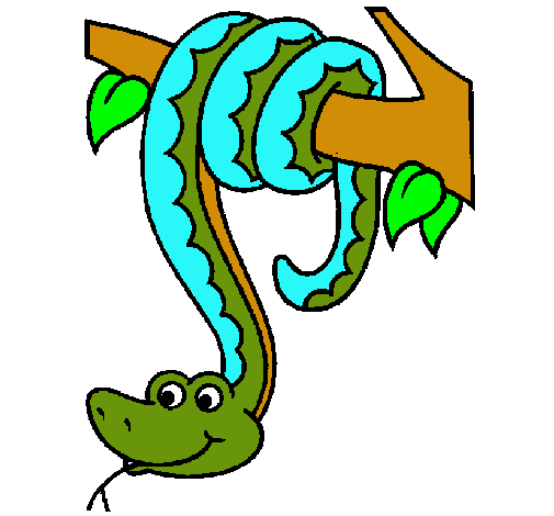 Dibujo Serpiente colgada de un árbol pintado por urielzaid
