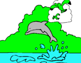 Dibujo Delfín y gaviota pintado por cohi