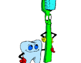 Dibujo Muela y cepillo de dientes pintado por Marcel16