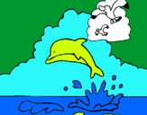 Dibujo Delfín y gaviota pintado por urielzaid