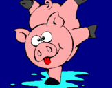 Dibujo Cerdito jugando pintado por cerdos