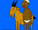 Dibujo Cabra y niño africano pintado por james122