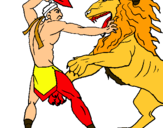 Dibujo Gladiador contra león pintado por marco2