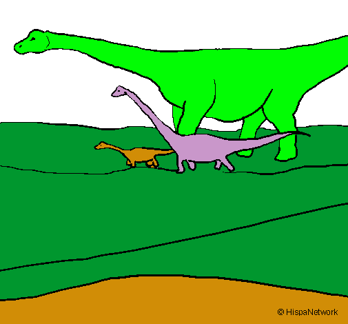 Dibujo Familia de Braquiosaurios pintado por jime8175