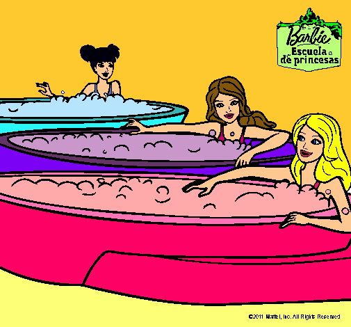 Dibujo Barbie y sus amigas en el jacuzzi pintado por PrincessSS