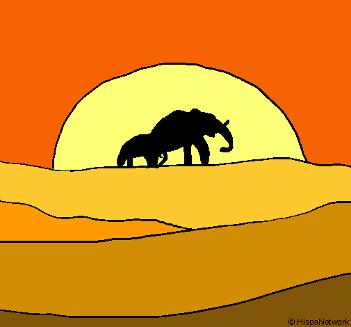 Elefante en el amanecer