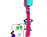 Dibujo Muela y cepillo de dientes pintado por nanda