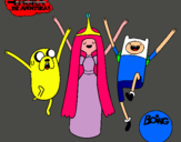 Dibujo Jake, Princesa Chicle y Finn pintado por yeik