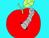 Dibujo Manzana con gusano pintado por thais8