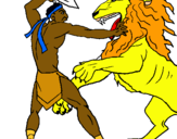 Dibujo Gladiador contra león pintado por LAUTAR