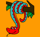 Dibujo Serpiente colgada de un árbol pintado por enanin
