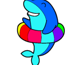 Dibujo Delfín con flotador pintado por catita3