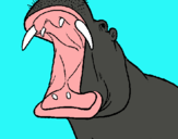Dibujo Hipopótamo con la boca abierta pintado por zynibg