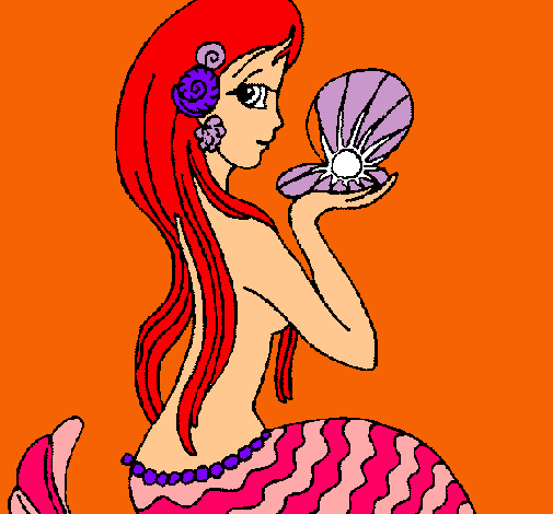 Dibujo Sirena y perla pintado por xochitl12