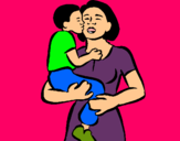 Dibujo Beso maternal pintado por fdhasdygy