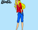 Dibujo Barbie con look casual pintado por rojo45