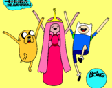 Dibujo Jake, Princesa Chicle y Finn pintado por malennna