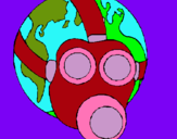 Dibujo Tierra con máscara de gas pintado por SOFIAMAMA