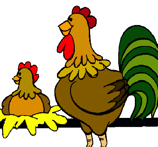 Dibujo Gallo y gallina pintado por Ester22