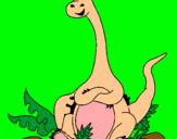Dibujo Diplodocus sentado pintado por dinosaurio