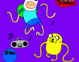 Dibujo Finn y Jake escuchando música pintado por jurrer78