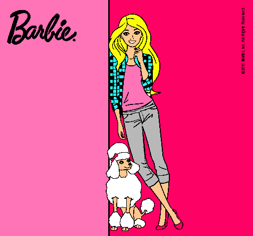 Barbie con cazadora de cuadros