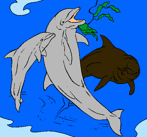 Dibujo Delfines jugando pintado por cosetina