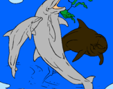 Dibujo Delfines jugando pintado por cosetina