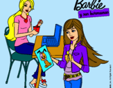Dibujo Barbie y su hermana merendando pintado por Amarillo