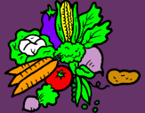 Dibujo verduras pintado por gusanito