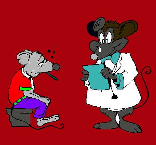 Doctor y paciente ratón