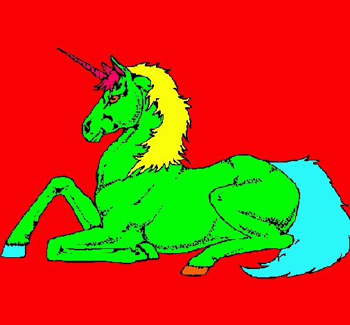 Dibujo Unicornio sentado pintado por luaorozco