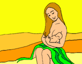 Dibujo Madre con su bebe pintado por moreguada