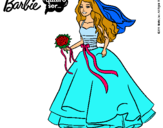 Dibujo Barbie vestida de novia pintado por angelitaaaaa