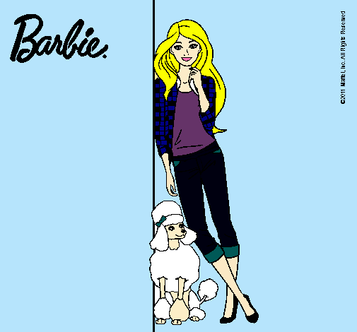 Dibujo Barbie con cazadora de cuadros pintado por vlentinita