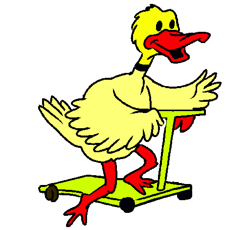 Pato en patinete