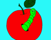 Dibujo Manzana con gusano pintado por ximenana 