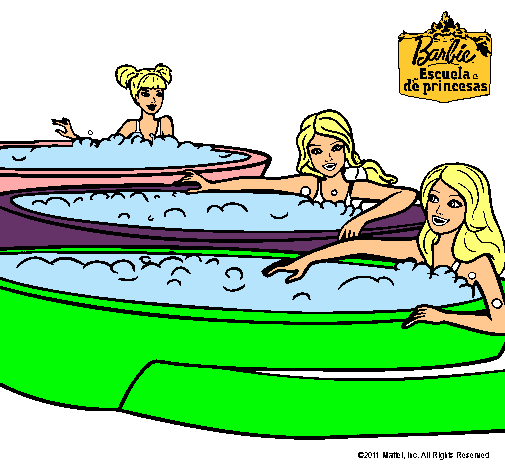 Barbie y sus amigas en el jacuzzi