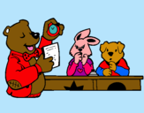 Dibujo Profesor oso y sus alumnos pintado por lizetl