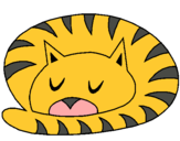 Dibujo Gato durmiendo pintado por rayas