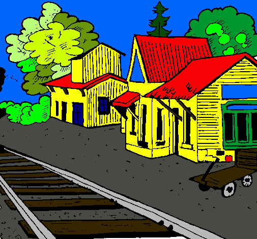 Dibujo Estación de tren pintado por sandrilona
