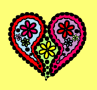 Dibujo Corazón de flores pintado por tarados