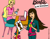 Dibujo Barbie y su hermana merendando pintado por les23