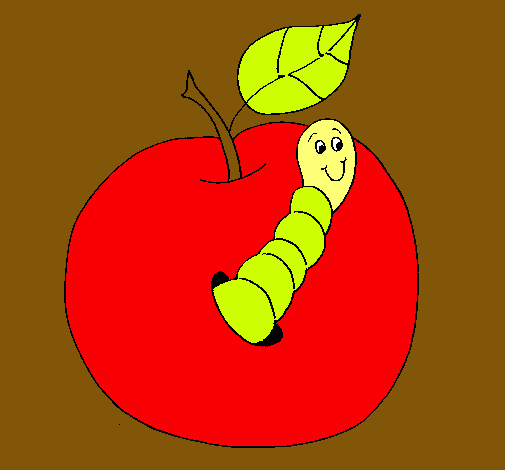 Manzana con gusano