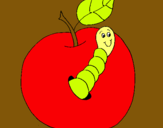 Dibujo Manzana con gusano pintado por crista_1