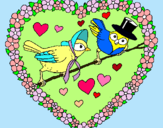 Dibujo Corazón con pájaros pintado por moncofar