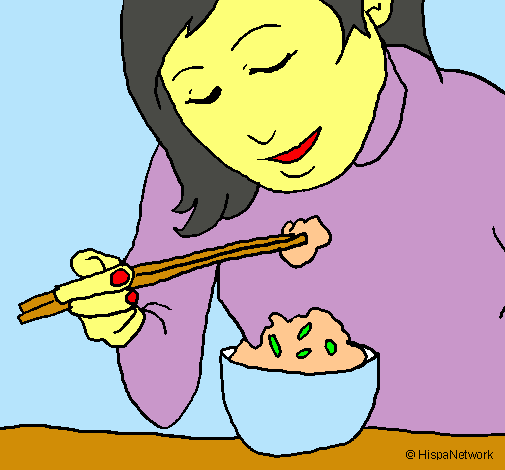 Dibujo Comiendo arroz pintado por lauraoa