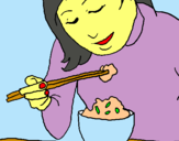 Dibujo Comiendo arroz pintado por lauraoa