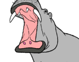 Dibujo Hipopótamo con la boca abierta pintado por Cleopatra