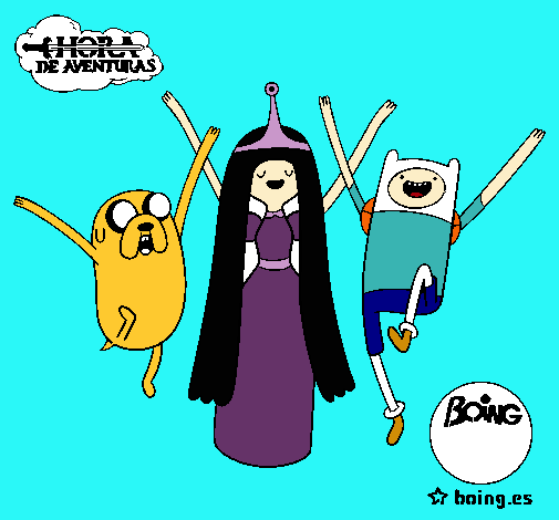 Dibujo Jake, Princesa Chicle y Finn pintado por vlentinita